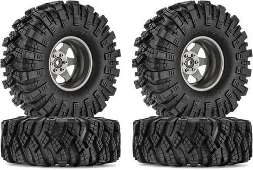 Miniatura 8 de INJORA Juego de neumáticos de barro 1.9 S5 Offset -0.350 in Beadlock llanta para 1/10 RC Crawler Car Axial SCX10 90046 UTB18 TRX4 SCX10 Pro (negro)