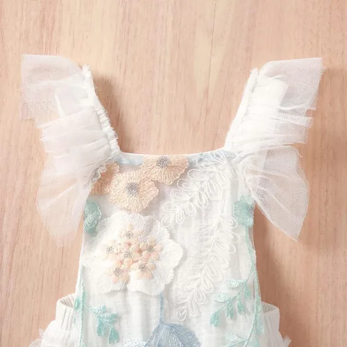 Miniatura 4 de IDOPIP Conjunto de ropa de 1er cumpleaños para niñas con estampado floral, estilo bohemio, con encaje, tutú y diadema de princesa