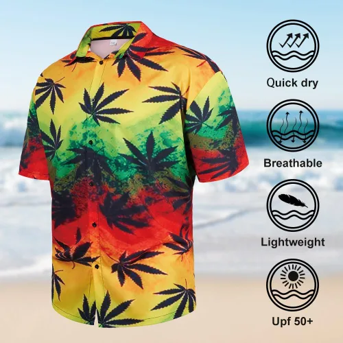 Miniatura 4 de Camisa hawaiana de 2 piezas para hombre, camisa de manga corta con botones