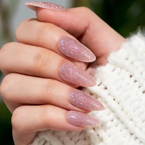 Miniatura 13 de WOOYAS - Uñas postizas cortas a presión, color nude brillante, uñas postizas de otoño de ataúd mediano, juego de 24 uñas postizas reutilizables