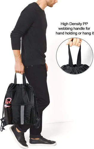 Miniatura 5 de BeeGreen Mochila con cordón y compartimento para zapatos, mochila unisex