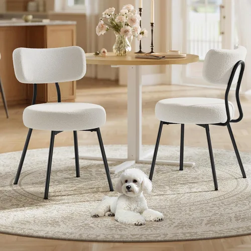 Miniatura 9 de VASAGLE Sillas de Comedor Boucle Juego de 4, Sillas Tapizadas de Cocina y Comedor con Respaldo Curvado y Marco de Acero, Modernas de Mediados