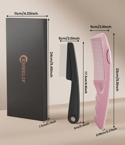 Miniatura 6 de Peine para la caspa, 2 piezas mejoradas para dientes finos del cuero cabelludo, peine de desintoxicación del cuero cabelludo para mujeres, hombres