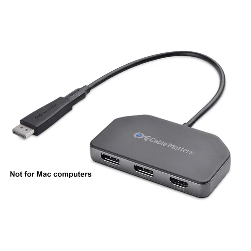 Miniatura 2 de Cable Matters 101065, divisor Mini DisplayPort/DisplayPort (2 DP + 1 HDMI), DP MST Hub con 2 puertos de pantalla y 1 HDMI para Windows,