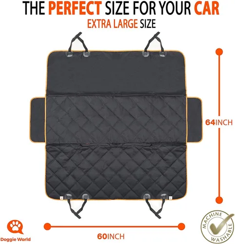 Miniatura 8 de Doggie World Funda de Asiento de Automóvil para Perros para Asiento Trasero para Automóviles XL, SUVs y Camiones - Protector de Automóvil Duradero