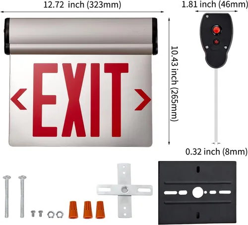 Miniatura 2 de CM MZY Letrero de salida con borde iluminado, letreros de salida rojos de doble cara para negocios, carcasa de aluminio con panel de espejo acrílico