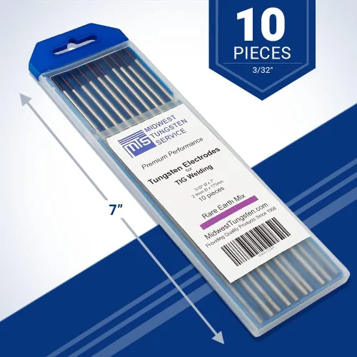 Miniatura 2 de Midwest Tungsten Service Electrodos de soldadura TIG de tungsteno paquete de 10 unidades (mezcla de tierras raras (EWG), 3/32 pulgadas