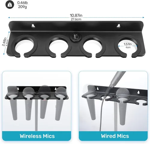 Miniatura 5 de Soporte Múltiple de Micrófonos Mejorado 2025 para Soporte de Micrófono, Organizador de Almacenamiento para Micrófonos Dinámicos Cableados e