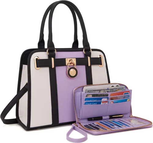 Miniatura 11 de Conjuntos de bolsos para mujeres, bolsos de hombro con asa superior, maletín de trabajo, conjunto de carteras tipo tote con billetera a juego, 2
