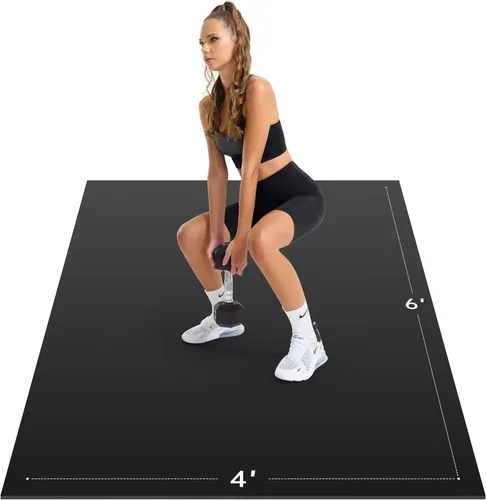 Tapete de ejercicio extra grande, 10’ x 6’/ 8’ x 6’/ 7’ x 5’/ 6’ x 4’ - 7 mm de espesor, tapete de entrenamiento para gimnasio en casa, tapete de