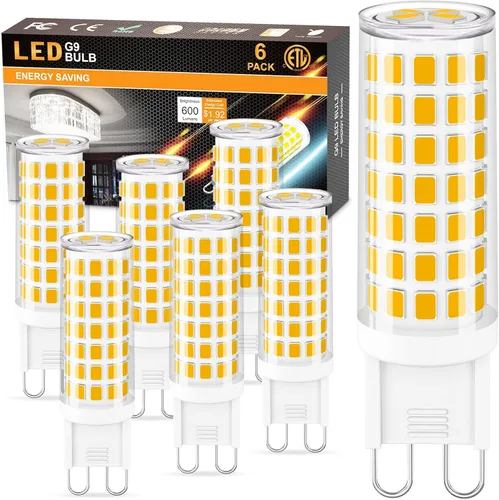 Miniatura 10 de Bombilla LED G9 de 6 W (equivalente a halógeno de 60 W), bombilla G9 con base de dos pines, blanco natural 4000K G9 bombillas de base para Natural