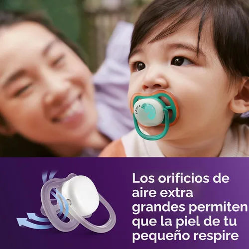 Miniatura 2 de Philips Avent Ultra Air - Chupetes nocturnos con diseño ortodóntico, para bebés de 6 a 18 meses, brillan en la oscuridad, pezón simétrico de Verde