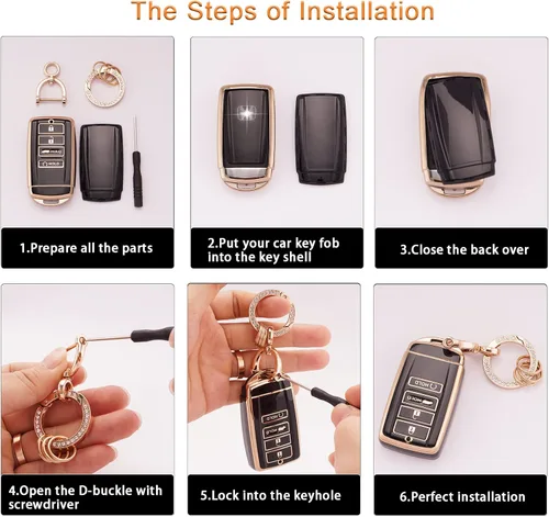 Miniatura 3 de EKALA Funda para llavero Acura con llavero brillante, 4 botones de TPU suave, compatible con Acura CDX RDX RLX TLX TLX-L ILX NSX (R-ACU-B)