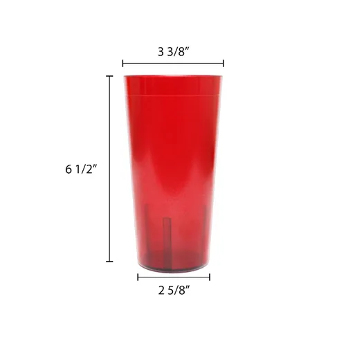Miniatura 2 de NUEVO, vaso de restaurante de 20 onzas, vasos apilables, plástico químico resistente a la rotura, juego de 6, color rojo rubí