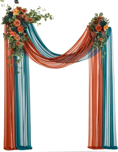 Miniatura 10 de Ling's moment Kit de Flores Artificiales de Arco de Boda de Otoño Paquete de 4, 2pcs Arreglo Floral Colgante 2pcs Cortinas de Ceremonia Telón