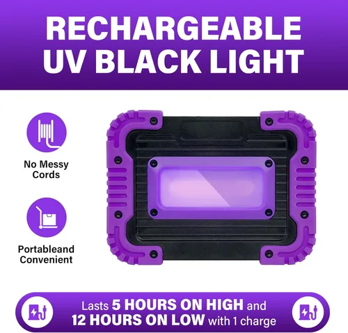 Miniatura 3 de Luz negra recargable, luz negra alimentada por pilas, luz negra UV inalámbrica de 395 nm para fiesta de neón que brilla en la oscuridad, acuario