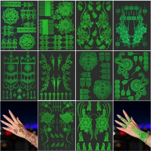 Miniatura 13 de Xmasir 210 Piezas Tatuajes Temporales para Niños, Estilos Mixtos Tatuajes que Brillan en la Oscuridad Pegatinas para Niños y Niñas Flor Mariposa