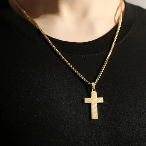 Miniatura 3 de DuoDiner Collar de cruz de acero inoxidable de 24 pulgadas con dije de versículo de la Biblia para hombres y niños