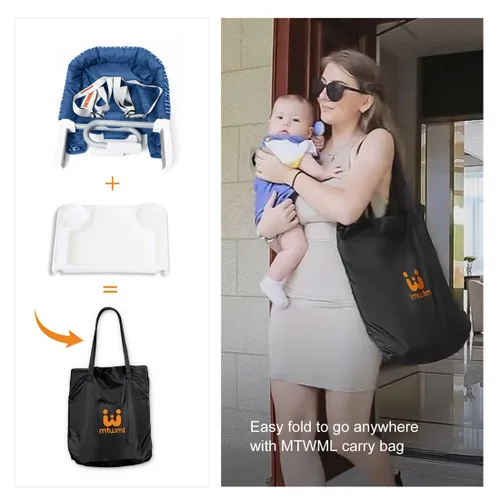 Miniatura 6 de MTWML Silla alta de gancho con bandeja, silla alta portátil para bebé que se fija a la mesa, silla alta de mesa rápida con clip para bebés y niños