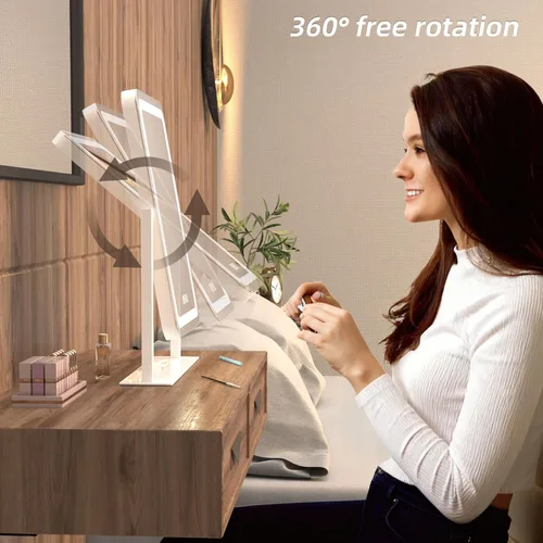 Miniatura 5 de Espejo de tocador con luces, espejo de maquillaje LED de 13.1 x 16.7 pulgadas, espejo de maquillaje iluminado con luces, control táctil inteligente