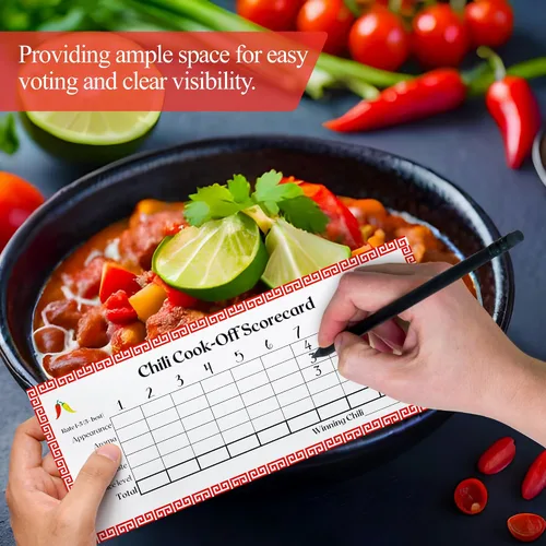 Miniatura 8 de Chili Cook Off - Tarjeta de puntuación de competencia – Boletas de juicio de Chili para tu Chili Cook-off – 25 tarjetas de votación – Fabricado