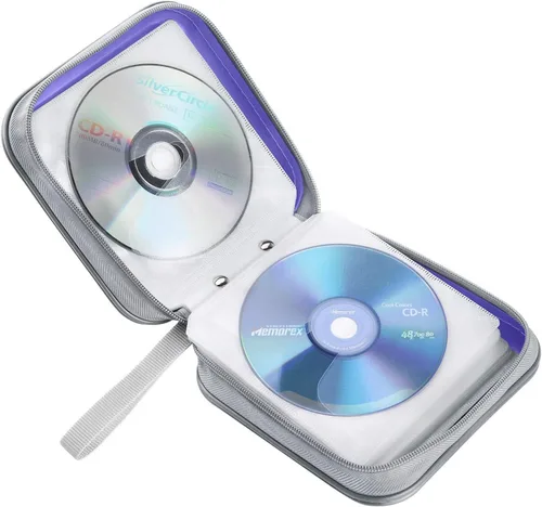 Miniatura 5 de Siveit Funda de CD, Estuche de CD/DVD de 40 Capacidad con Portafolios de Soporte de Bolsillo de Plástico Duro para Discos de DVD, Estuche de Lavanda