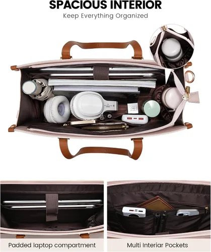 Miniatura 3 de LOVEVOOK Bolsa para laptop para mujer, 15.6 pulgadas, bolsa de mano para laptop 2 en 1, bolsa de trabajo profesional, maletín de negocios con bolso