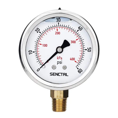 Miniatura 21 de SENCTRL 0-200 Psi Presión de Líquido Llenó de Glicerina, Medidor de Presión con Esfera de 2.5 Pulgadas, Montaje Inferior de 1/4 Pulgada NPT, Caja