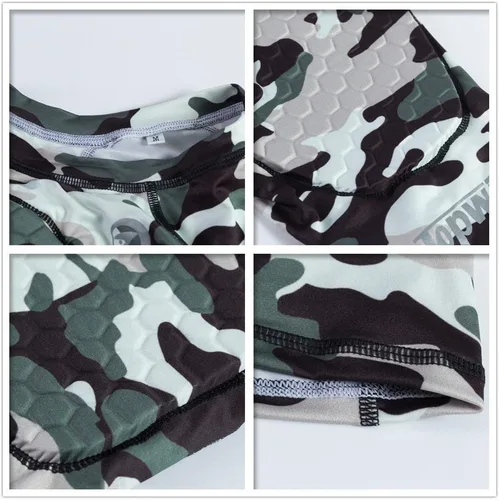 Miniatura 3 de DGXINJUN Men Padded Compression Shirt Sports Short Sleeve Protective Camo T-Shirt Shorts Set Shoulder Rib Chest Back Protector Pads Support Suit for