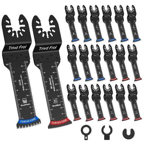 20 piezas de cuchillas oscilantes extra largas, cuchillas multiherramienta de borde curvo bi-metálico y dientes japoneses de corte preciso para