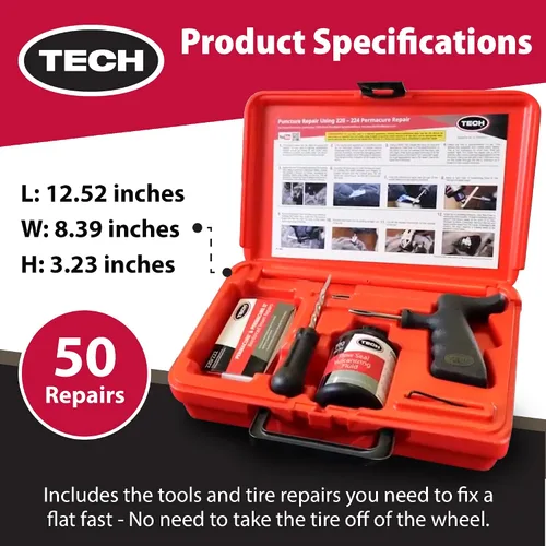 Miniatura 3 de TECH Permacure - Kit de tapones para neumáticos de pasajeros, el kit de reparación de neumáticos planos ideal para automóviles de pasajeros