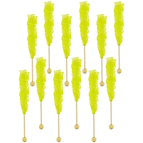 Fruidles Rock Candy - Chupones de paletas de caramelo, surtido de colores y sabores, envueltos individualmente, 6.5 pulgadas (piña) (paquete de 12)