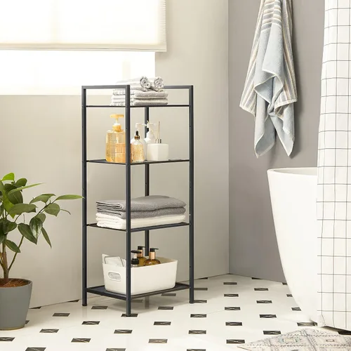 Miniatura 2 de SONGMICS Estante de almacenamiento de 4 niveles, estante de baño, soporte extensible para plantas con estante ajustable, para baño, sala de estar