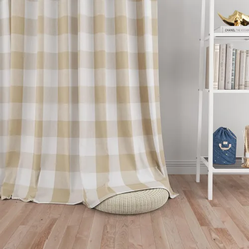 Miniatura 24 de UPOPO Cortinas de ventana Buffalo Check 122 cm de largo, cortinas de algodón para sala de estar, paneles de cortina a cuadros para dormitorio