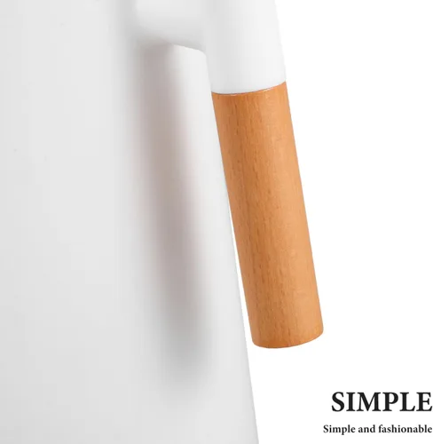 Miniatura 7 de Yardwe Jarra térmica de doble pared aislada al vacío con mango de madera, pequeña jarra aislada para bebidas calientes o frías, mantiene caliente