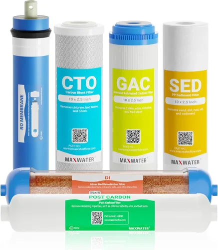 Miniatura 8 de Filtros de repuesto para sistema RO DI de 6 etapas - Sedimento, GAC, CTO, Post-Carbon, DI de lecho mixto, filtros de agua de tamaño estándar de 10