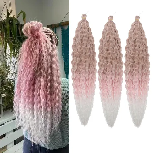 Pelo de ganchillo Ocean Wave de 30 pulgadas, 3 paquetes de cabello trenzado de onda profunda, cabello rizado profundo con ganchillo para mujeres