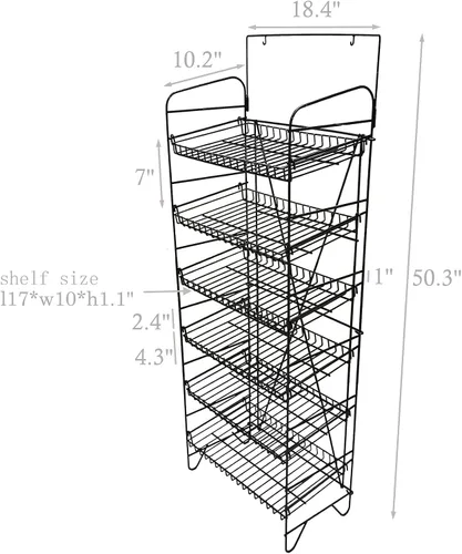 Miniatura 5 de FixtureDisplays® Pantalla de alambre para papas fritas, aperitivos, cajas de alimentos envasados, frascos, latas, bebidas, camisetas de cerveza