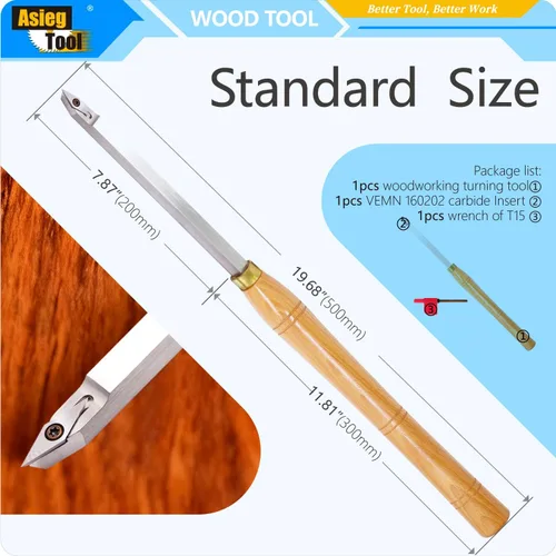 Miniatura 2 de Herramienta de torneado de madera de 19.68 pulgadas, afilada para detallador, torno con punta de carburo, cincel, cuchillas de barra