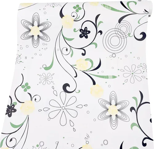 Miniatura 10 de Yifely Yellow Blooms - Revestimiento de papel decorativo para cajones y estantes, autoadhesivo, decoración de armario de almacenamiento de 17.7