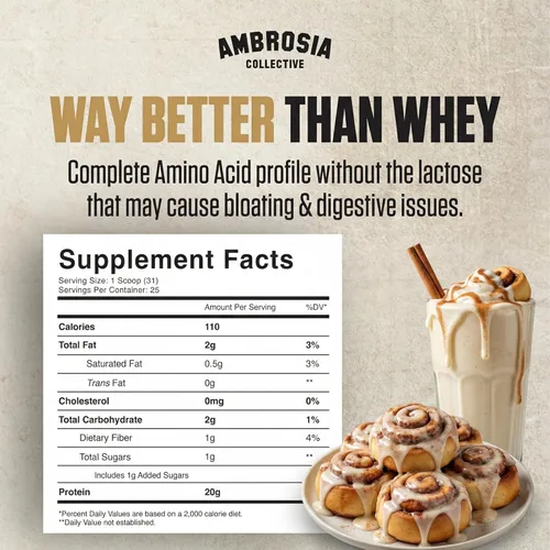 Miniatura 2 de Ambrosia Proteína en polvo a base de plantas de 0.71 oz Polvo de proteína de guisante vegano limpio Sin gluten y lácteos, apto para dieta