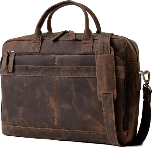 Miniatura 9 de Maletín de piel de 18 pulgadas para ordenador portátil, bolsas de mensajero para hombres y mujeres, la mejor bolsa de oficina, escuela, universidad