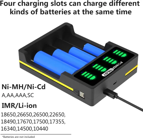 Miniatura 4 de Cargador de batería universal LED de 4 ranuras para 18650 26650 22650 21700 20700 18500 18350 17670 17500 14500 14430 10440 AA AAA AAAA