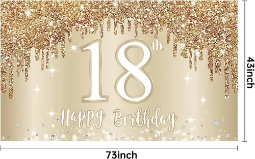 Miniatura 2 de Cartel de feliz cumpleaños 15 para niñas, decoración de fondo de cumpleaños dorado y blanco con texto en inglés "Sweet 15", póster de fondo