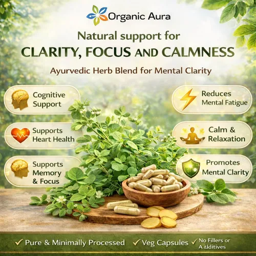 Miniatura 4 de Organic Aura Cápsulas Brahmi -120 unidades. Fortalece y aumenta naturalmente la inmunidad y la memoria. Superalimento verde entero. Sin OMG, sin