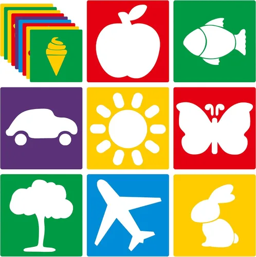 Miniatura 14 de Plantillas de 24 piezas, plantillas de dibujo grandes, plantilla de tiza, 8 pulgadas, juego de plantillas de forma lavable para manualidades, dibujo