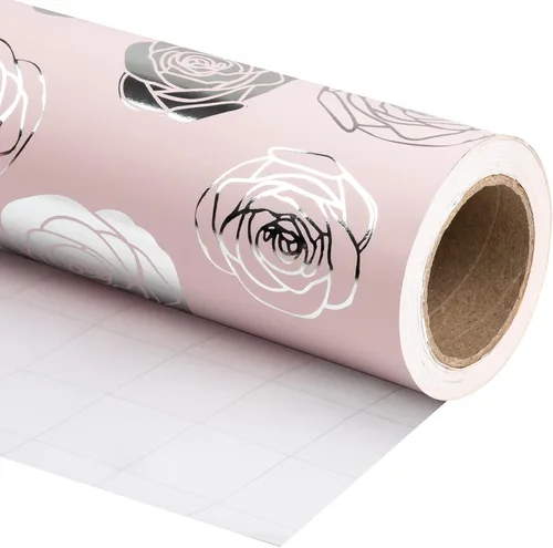 Miniatura 10 de WRAPAHOLIC Papel de regalo reversible, mini rollo, 17 pulgadas x 33 pies, diseño de mármol azul con rayas para cumpleaños, vacaciones, bodas, baby