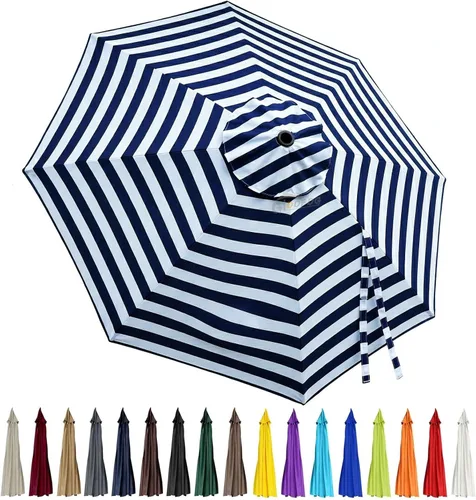 Toldo de repuesto para sombrilla de patio de 10 pies, 8 varillas, impermeable y resistente a la decoloración, tela de poliéster gruesa para patio