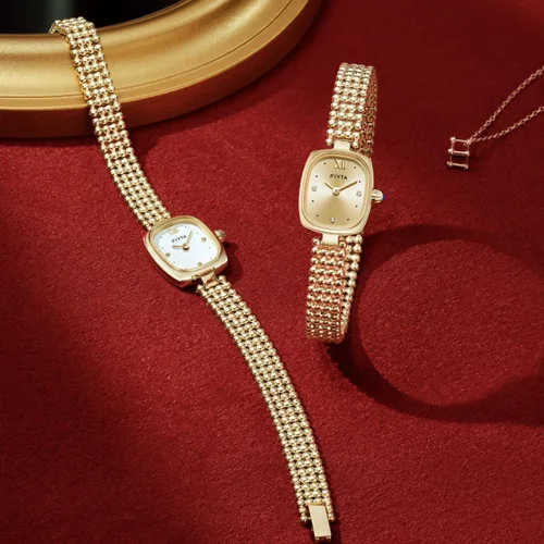 Miniatura 6 de FIYTA Reloj dorado pequeño para mujer, caja rectangular vintage, relojes de pulsera de acero inoxidable para mujer