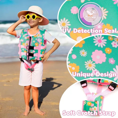 Miniatura 4 de Pottwal Chaleco de natación para niños - Chaqueta de natación - Hecho de neopreno y EPE - con correa ajustable en la entrepierna Verde